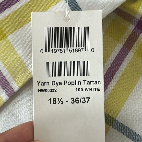 HAGGAR Men’s White/Yellow plaid long sleeve button down shirt - Picture 4 of 5